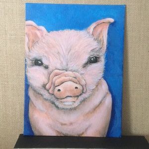 6”x8”/acrylic on canvas board/“Pinky” the baby pig